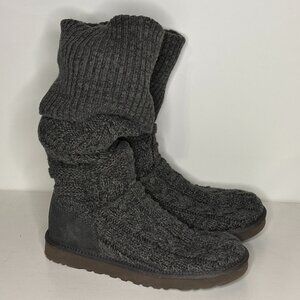 Ugg (3174) Cardy Cable Knit Gray Knit Boots Women Size 10